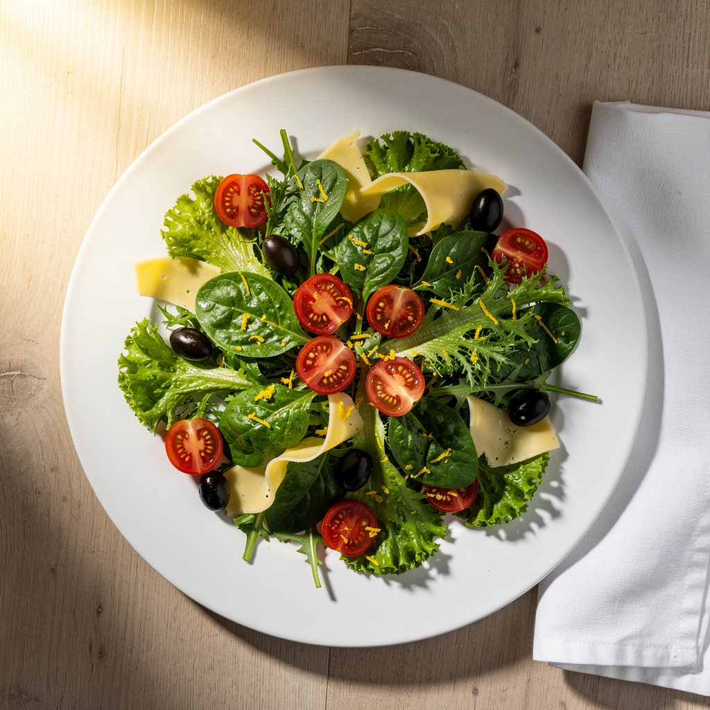 Fresh Leafy Green Salad with Lemon Dressing